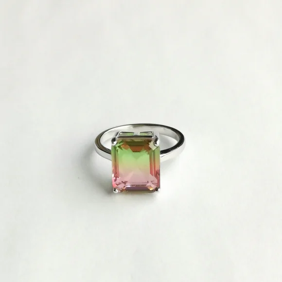 Watermelon Tourmaline Ring Sterling Silver size 6.75 🆕 - Picture 7 of 8